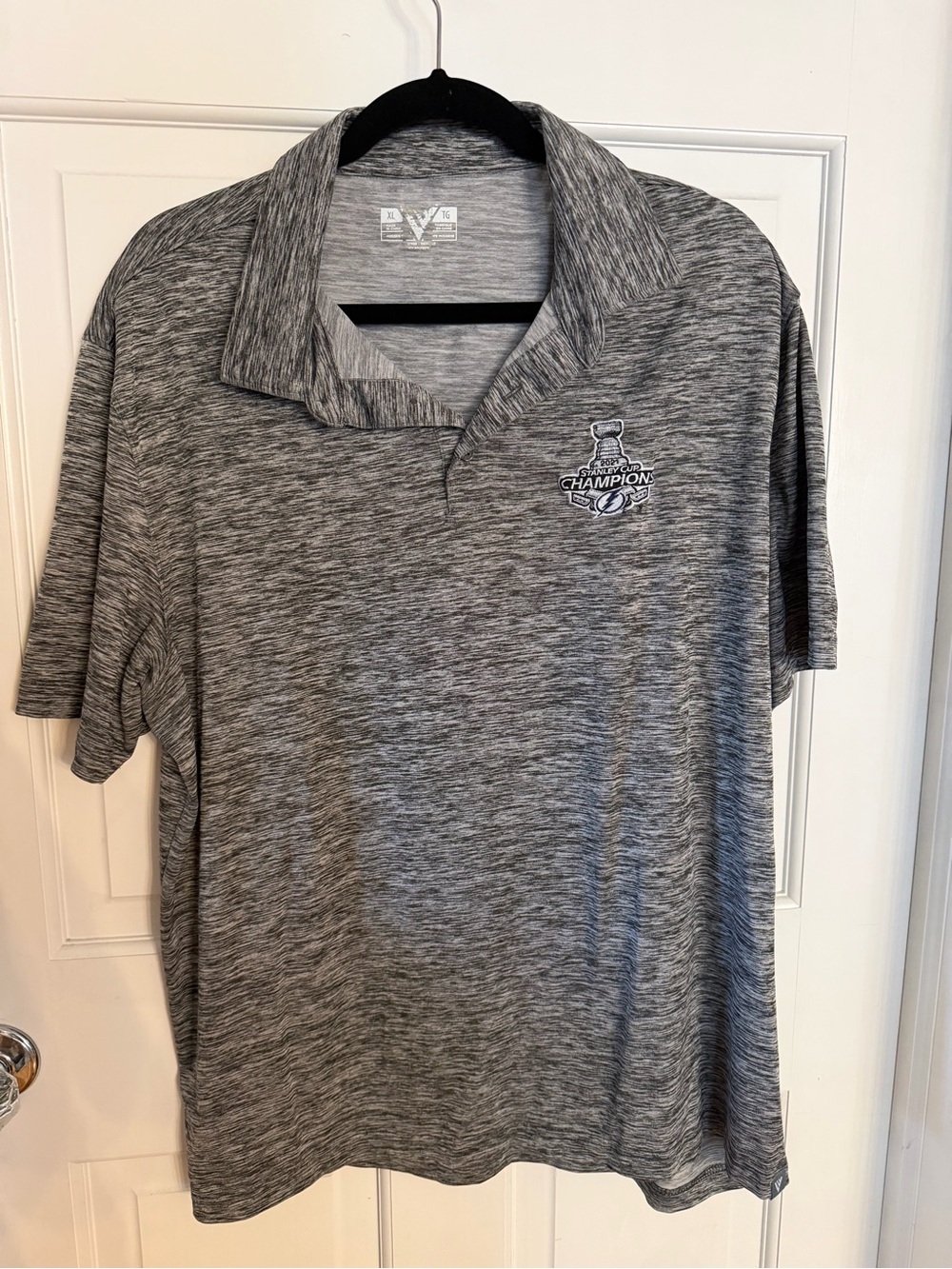 Tampa Bay Lightning 2021 Stanley Cup Men's Gray Heather Polo Shirt XL